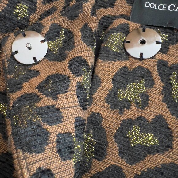 Dolce Cabo Leopard Print Long Coat – Brown/Gold – Size S - Picture 11 of 14